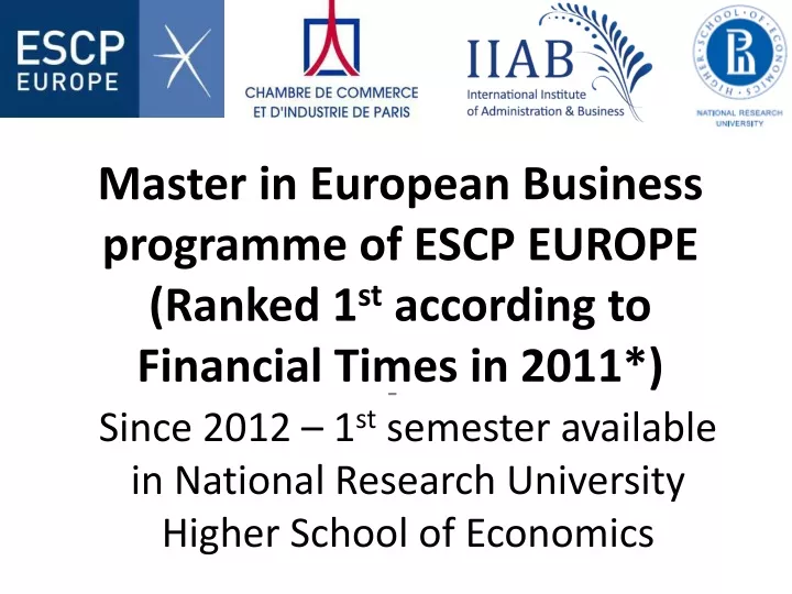 since 2012 1 st semester available in national research university higher school of economics