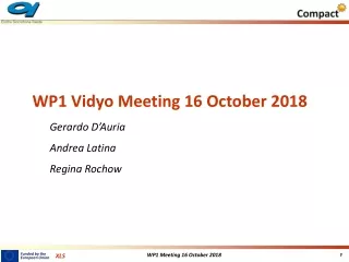 WP1 Vidyo Meeting 16 October 2018 Gerardo D’Auria Andrea Latina Regina Rochow