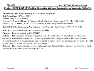 Project: IEEE P802.15 Working Group for Wireless Personal Area Networks (WPANs)