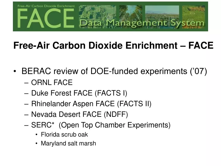 free air carbon dioxide enrichment face