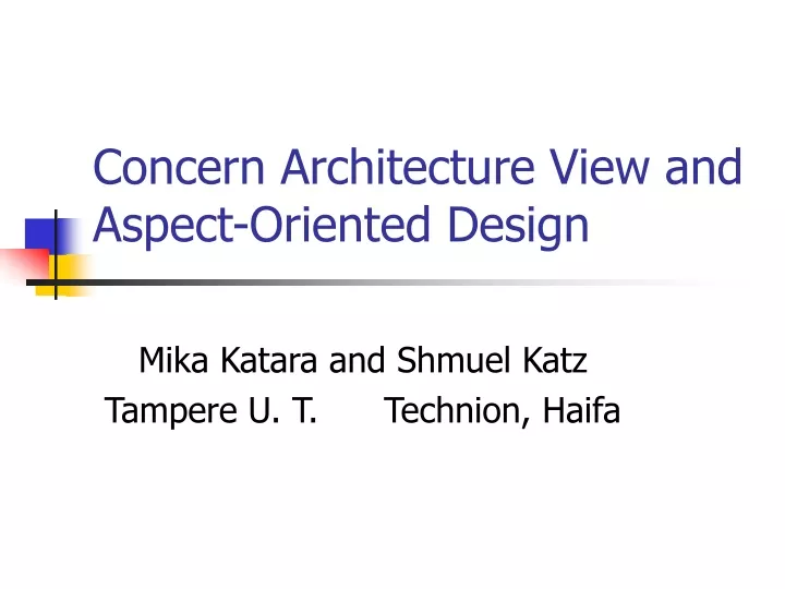 concern architecture view and aspect oriented design