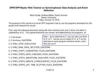 EPRI/SPP/Baylor Web Tutorial on Synchrophasor Data Analysis and Event Detection