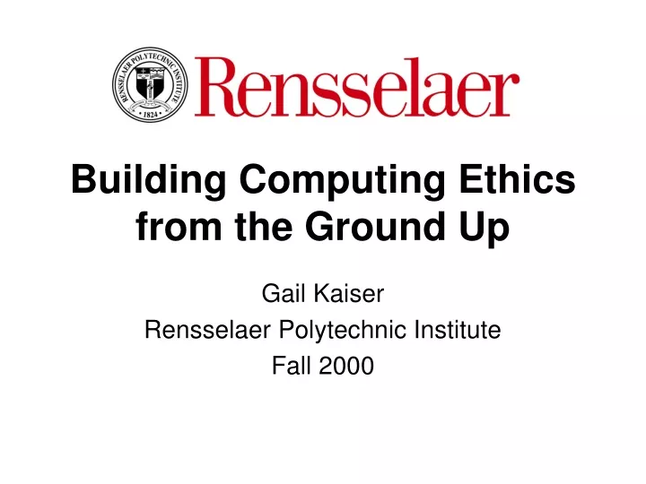building computing ethics from the ground up