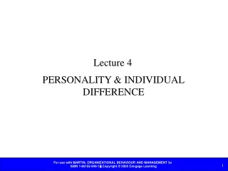 PERSONALITY &amp; INDIVIDUAL DIFFERENCE