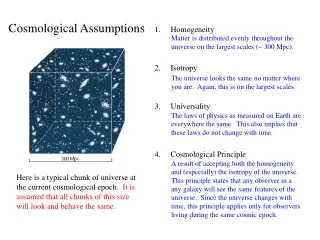 Homogeneity Isotropy Universality Cosmological Principle