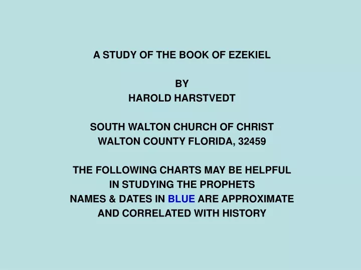 a study of the book of ezekiel by harold