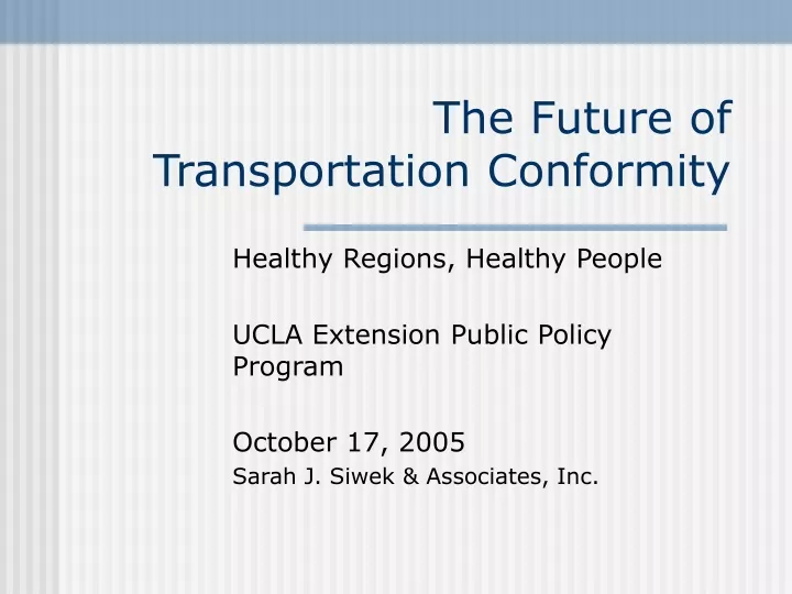 the future of transportation conformity