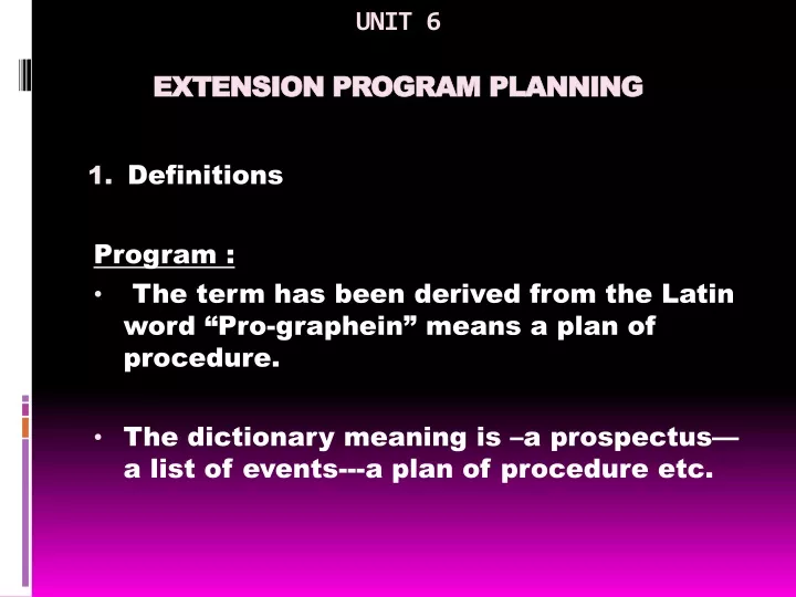 unit 6 extension program planning