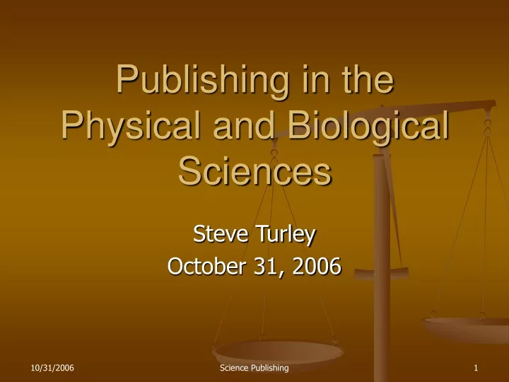 publishing in the physical and biological sciences