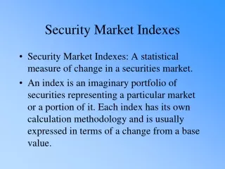 Security Market Indexes