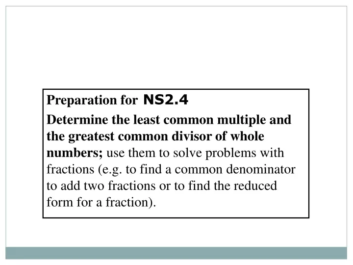 preparation for ns2 4 determine the least common