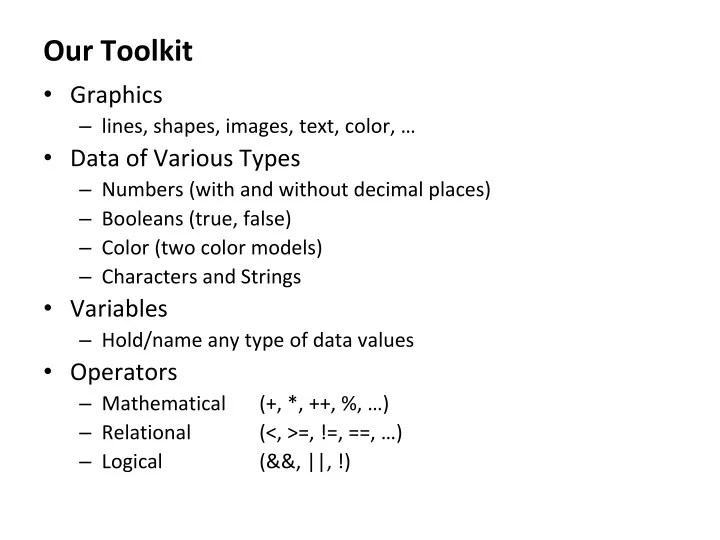 our toolkit