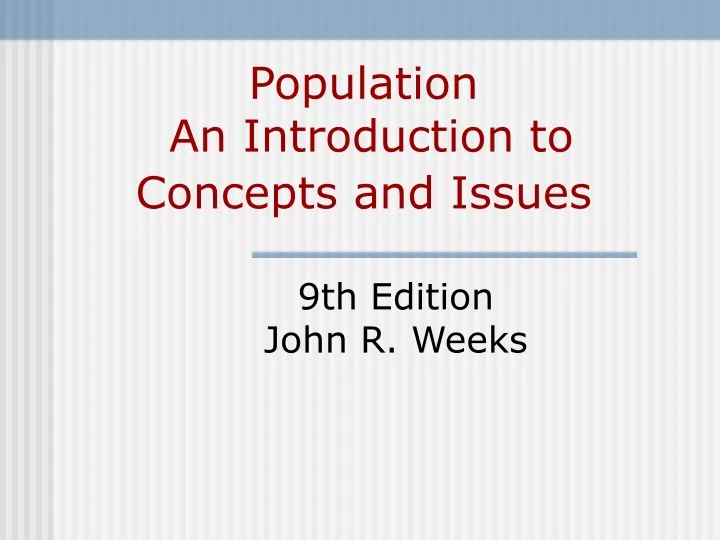 population an introduction to concepts and issues