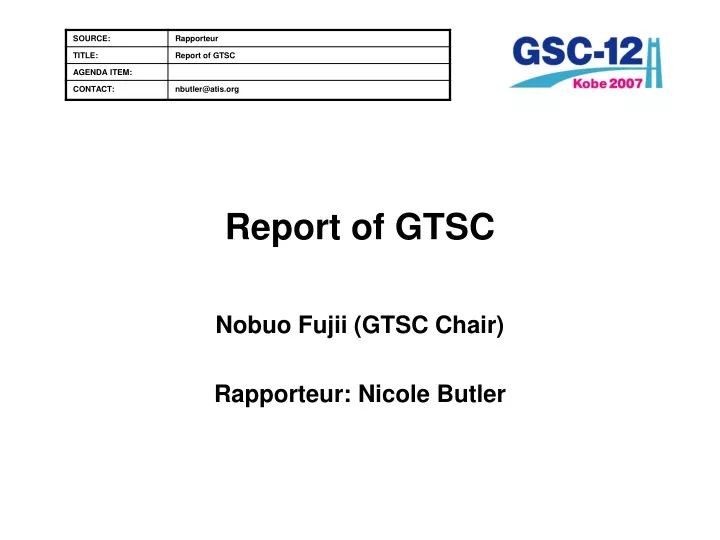 report of gtsc