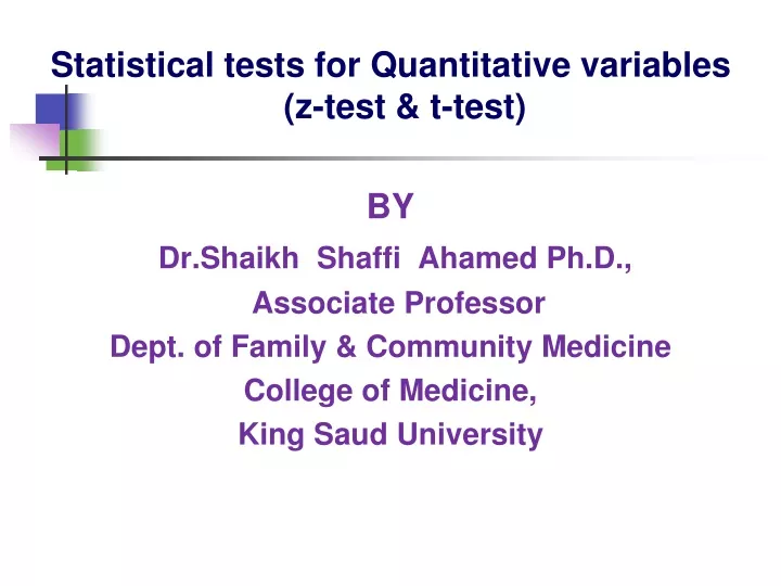 statistical tests for quantitative variables