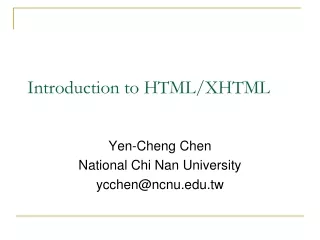 Introduction to HTML/XHTML