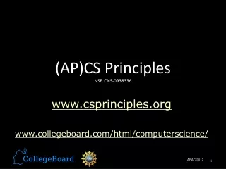(AP)CS Principles NSF, CNS-0938336