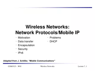 Wireless Networks:  Network Protocols/Mobile IP