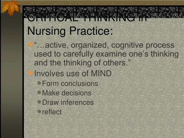 critical thinking in nursing practice