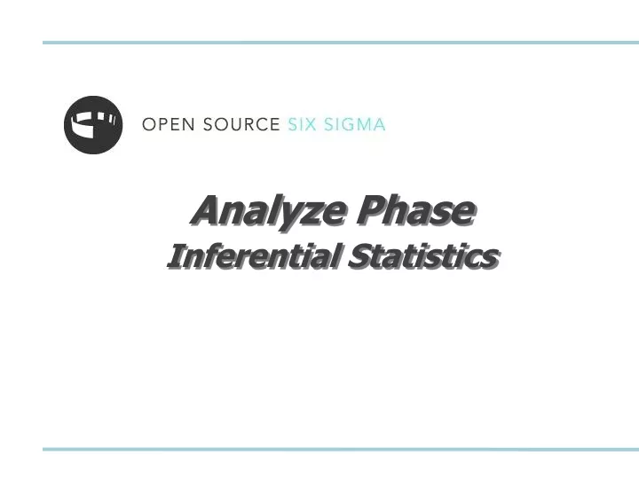 analyze phase inferential statistics