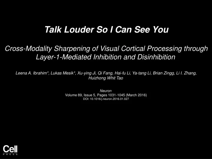 talk louder so i can see you cross modality