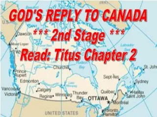 GOD'S REPLY TO CANADA *** 2nd Stage *** Read: Titus Chapter 2