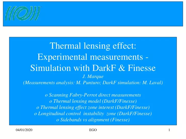 thermal lensing effect experimental measurements