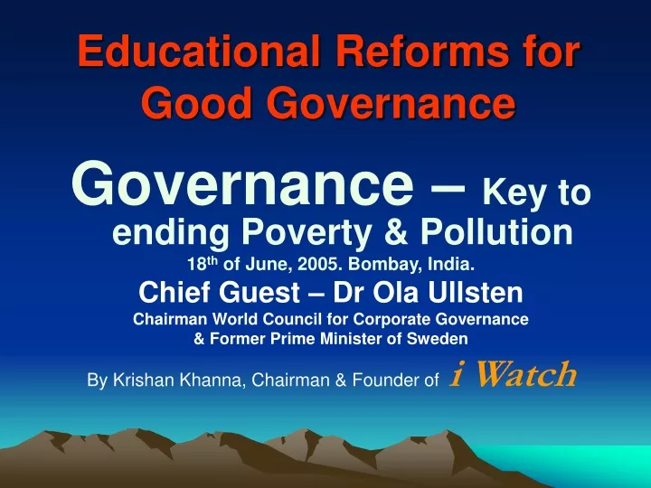 educational reforms for good governance