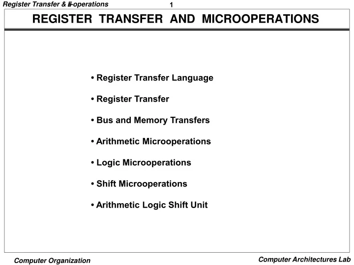 register transfer and microoperations