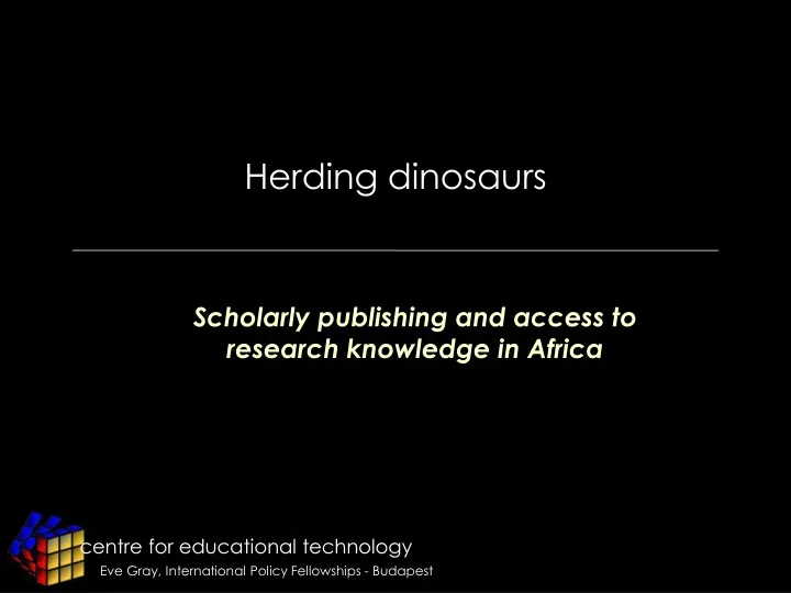 scholarly publishing and access to research knowledge in africa