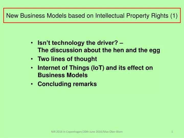 new business models based on intellectual