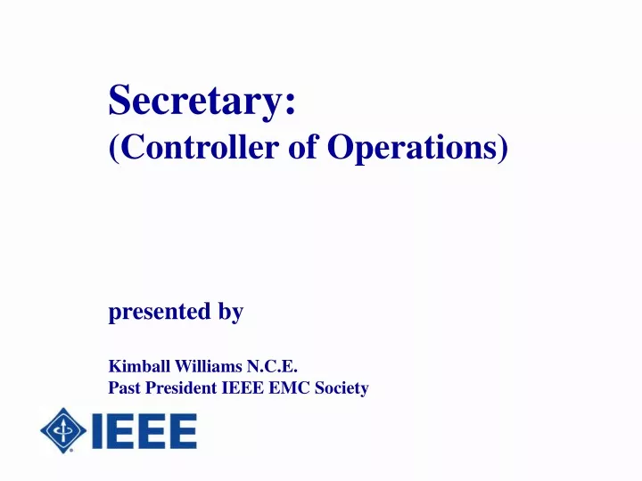 secretary controller of operations presented