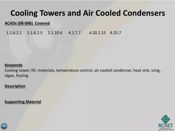 cooling towers and air cooled condensers