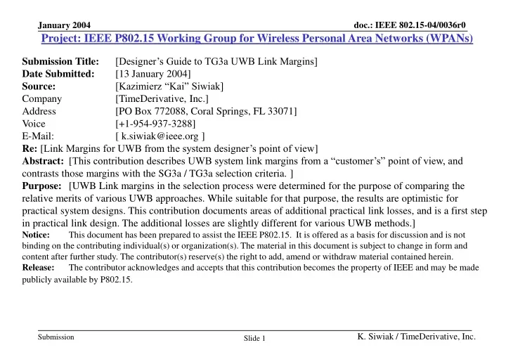 project ieee p802 15 working group for wireless