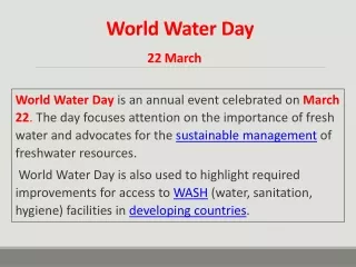 World  Water  Day 22 March