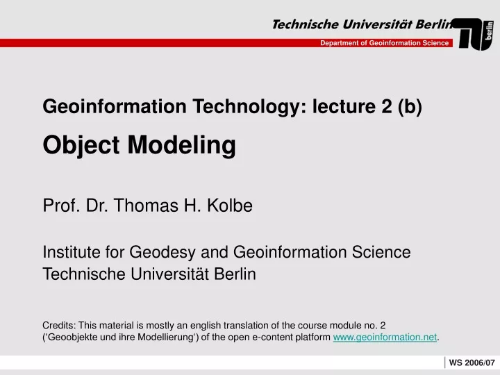 geoinformation technology lecture 2 b object modeling