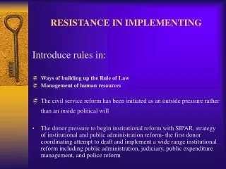 RESISTANCE IN IMPLEMENTING