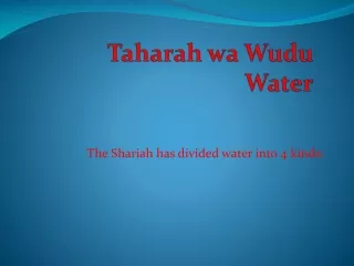 Taharah wa Wudu Water
