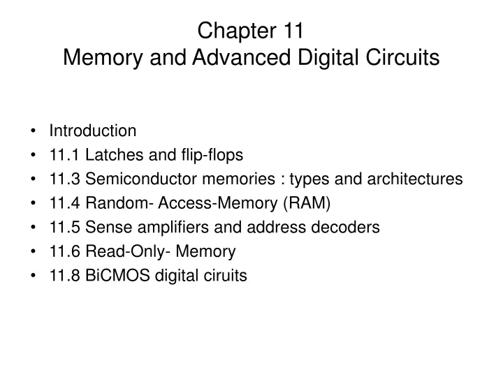 chapter 11 memory and advanced digital circuits