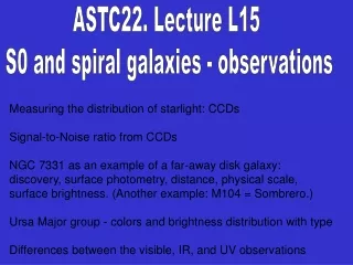 ASTC22. Lecture L15  S0 and spiral galaxies - observations