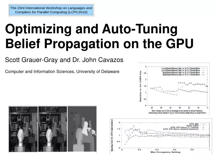 optimizing and auto tuning belief propagation