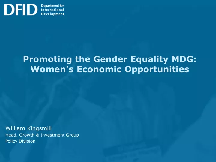 promoting the gender equality mdg women s economic opportunities