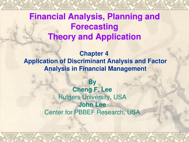 financial analysis planning and forecasting theory and application