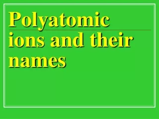 Polyatomic ions and their names