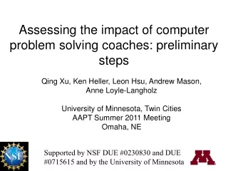 Assessing the impact of computer problem solving coaches: preliminary steps