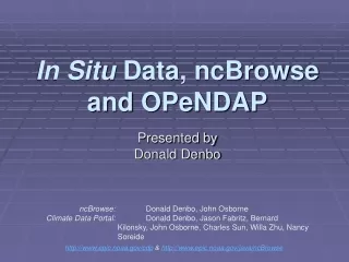 In Situ  Data, ncBrowse and OPeNDAP