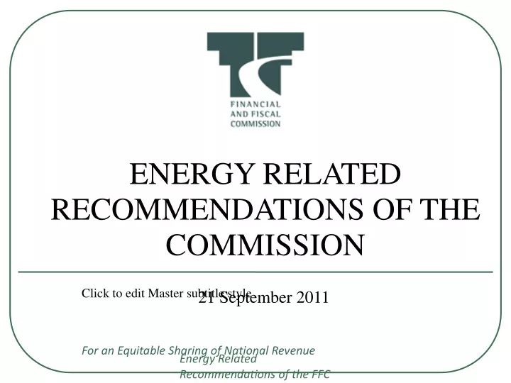 energy related recommendations of the commission