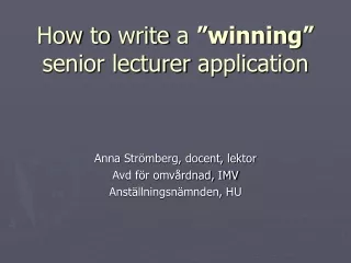 How  to  write  a  ” winning ” senior  lecturer application