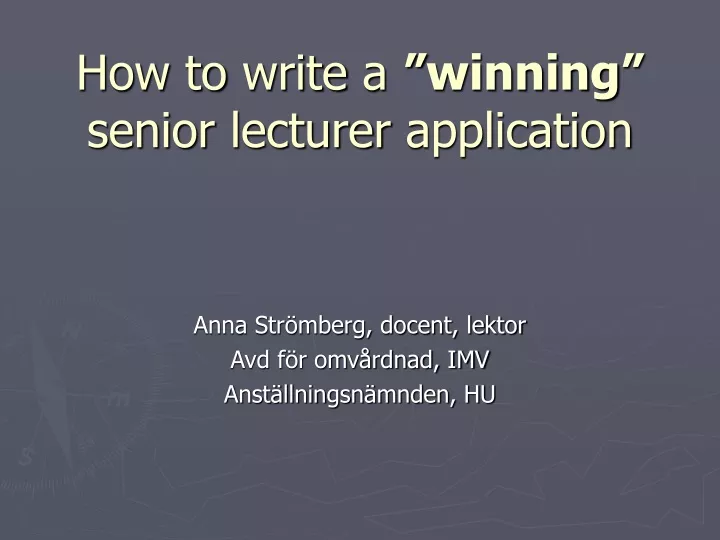 how to write a winning senior lecturer application