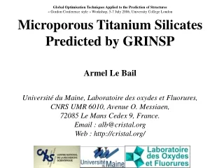 Microporous Titanium Silicates Predicted by GRINSP Armel Le Bail